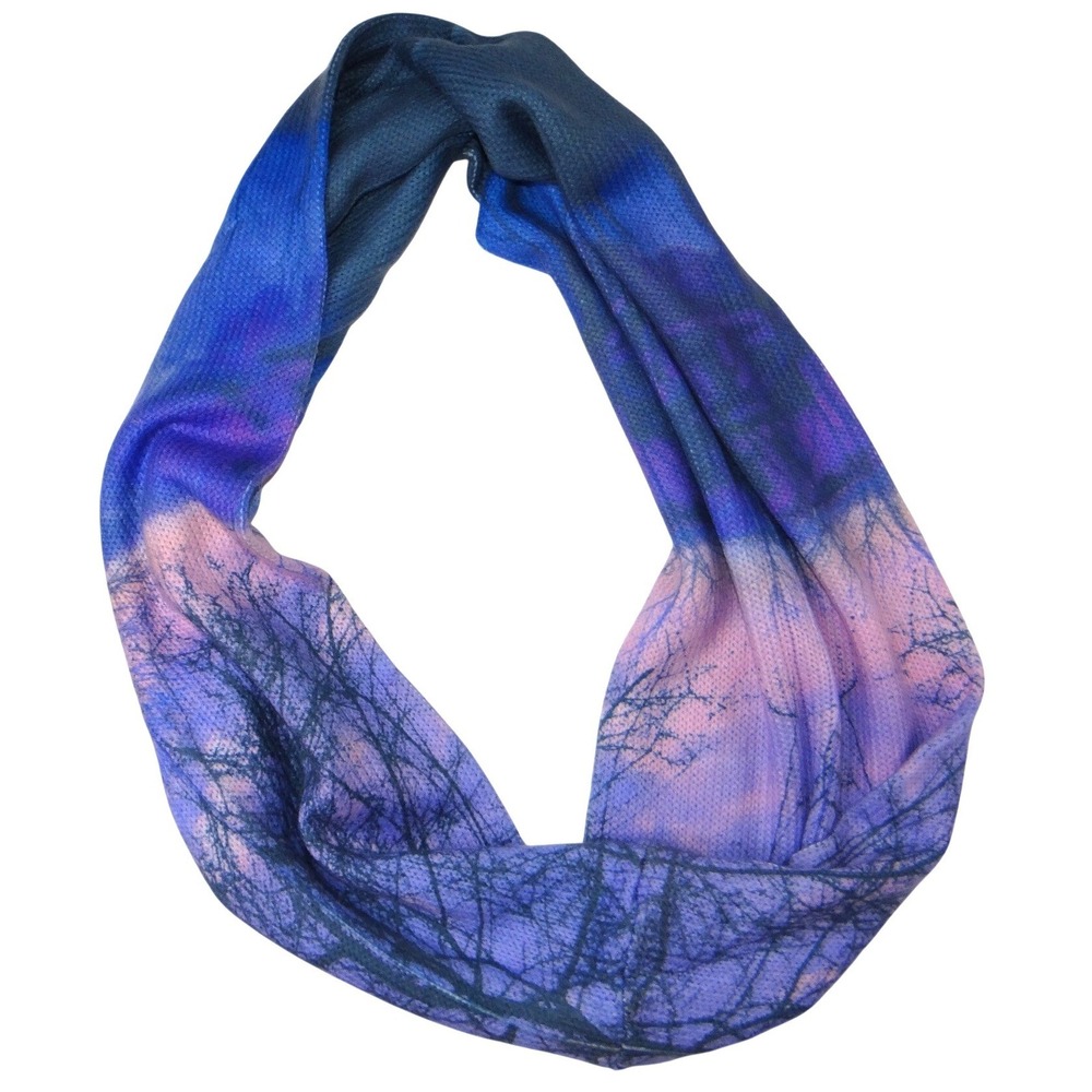 Infinity‎ Scarf Winter Landscape Tree Sunset Print Blue Purple